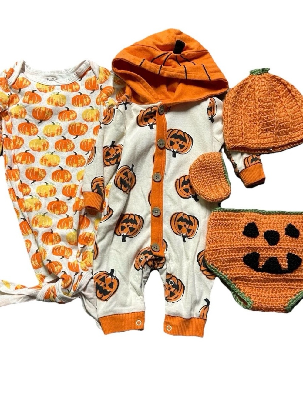Baby Fall Clothing Pumpkins Gown One Piece Jack-O-Lantern Size 0-3 Months - Picture 1 of 5